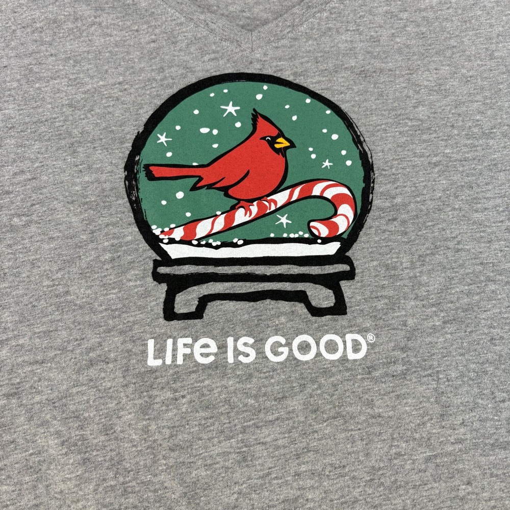 Life is Good Womens XXXL Gray Cardinal Snow Globe Crusher Long Sleeve Tee NWT - Picture 2 of 8